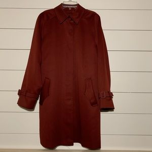 Burgundy red London fog button down coat